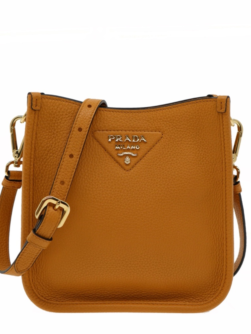 Prada Shoulder Bag Guitar Strap Light Brown Leather Small 1BH191 New - Picture 2 of 8